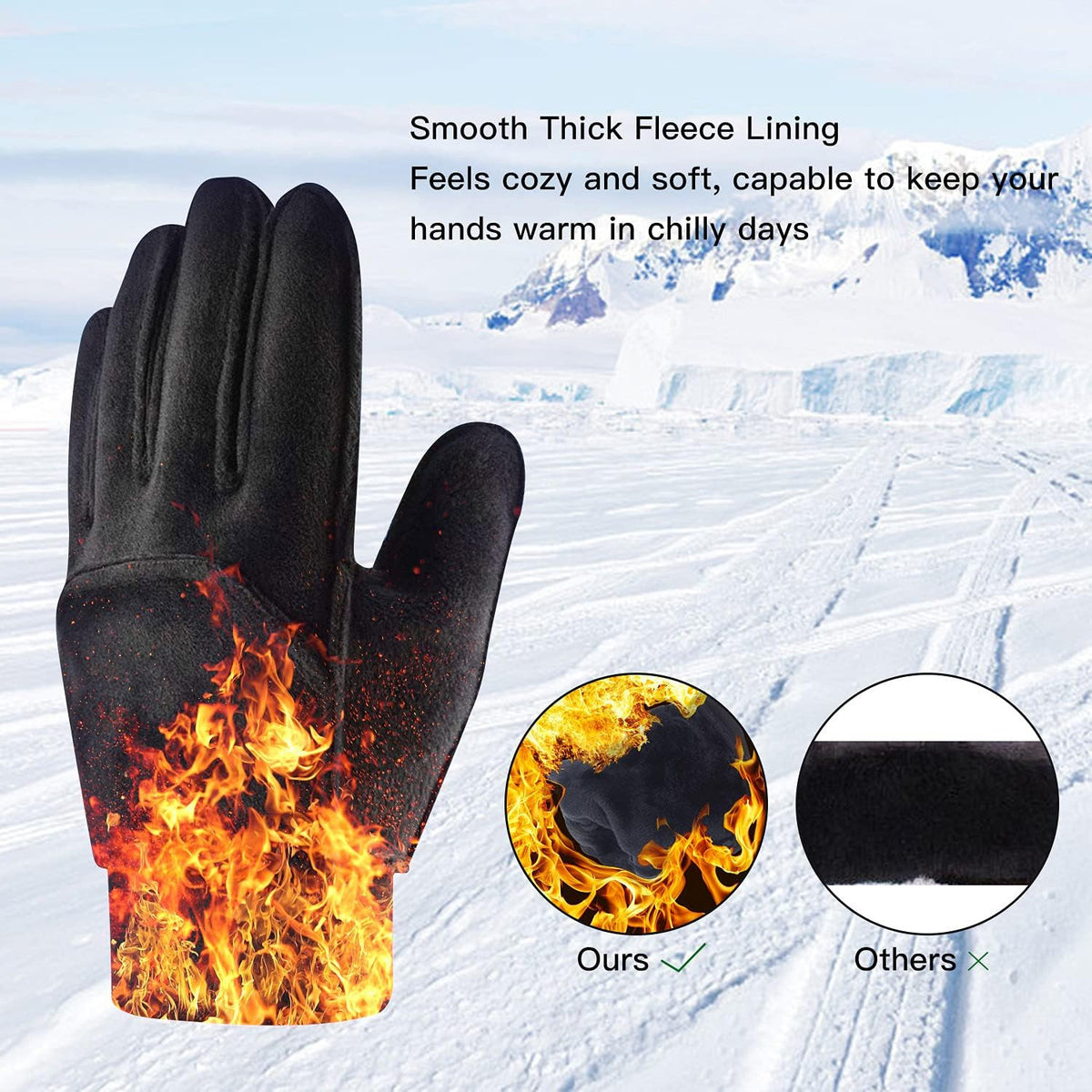 Kids Winter Waterproof Gloves with Fleece Lining - Touchscreen & Anti-Slip