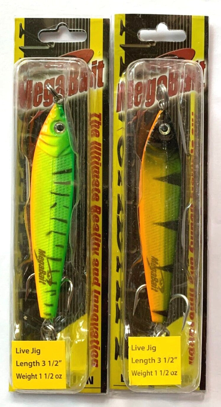 2 Live Action Fishing Lures Fire Tiger & Perch 3.5 Inch 1.5 Ounce