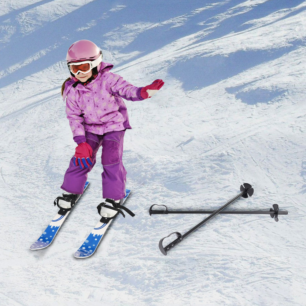 Kids Snow Skis 68x6cm Beginner Ski Set for 2-8 Years Old, Blue