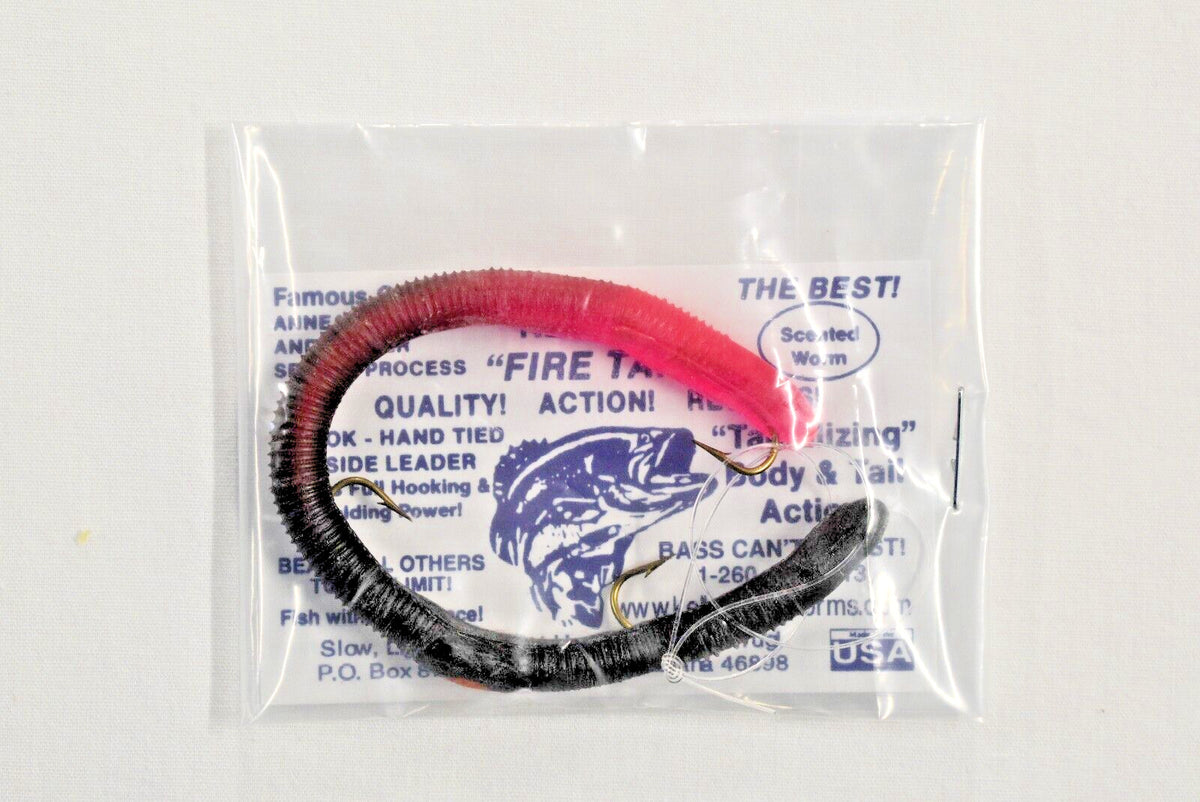 Pre-Rigged Scented Bass Worms - Black & Pink, 12-Pack Fishing Lures