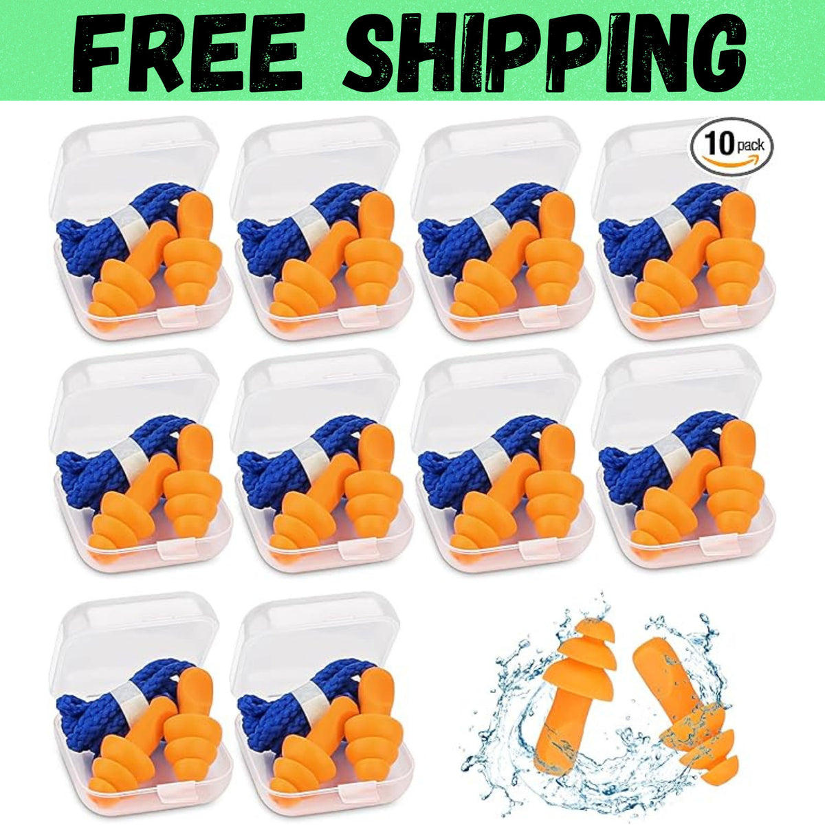 Hearing Protection Ear Plugs 10 Pairs Noise Reduction for Shooting & Range