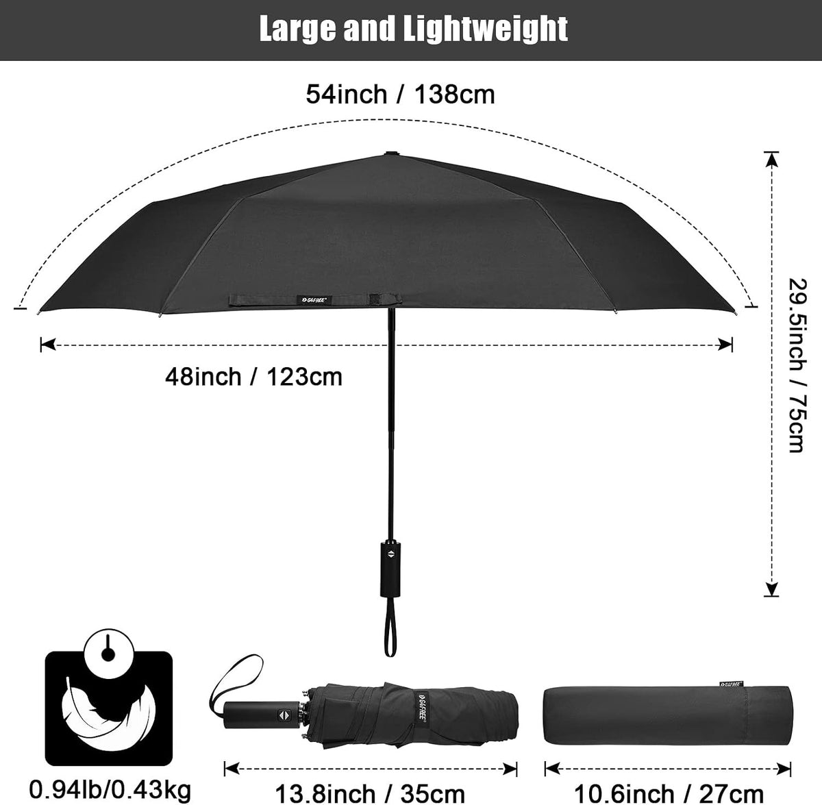 54 Inch Large Windproof Golf Umbrella with Automatic Open & UV Protection