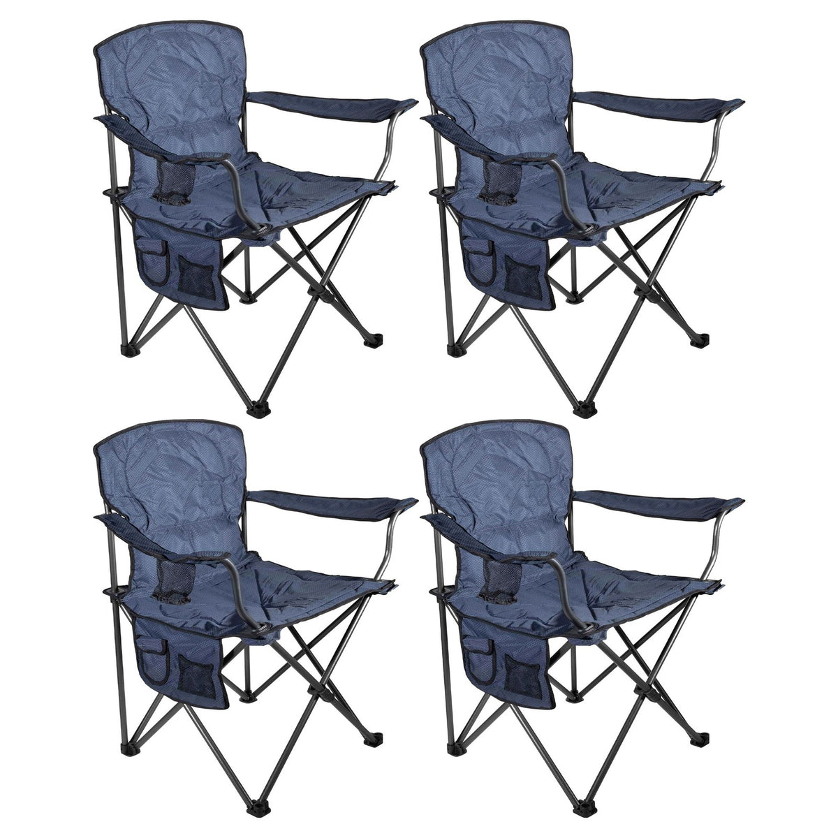 Four Seasons Courtyard Oversized Padded Folding Arm Chairs - 4 Pack, Blue
