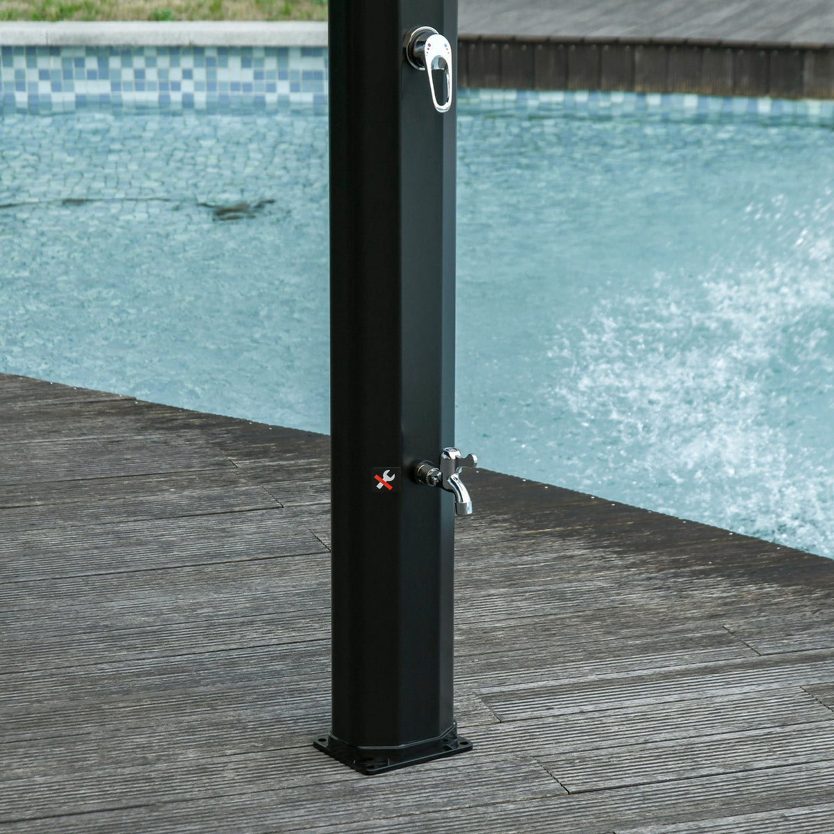 7ft Outdoor Solar Shower with Adjustable Hot Cold Water for Poolside & Garden