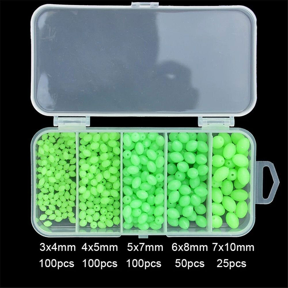 375Pcs Luminous Fishing Beads Oval Glow Sink Beads for Treble Hooks