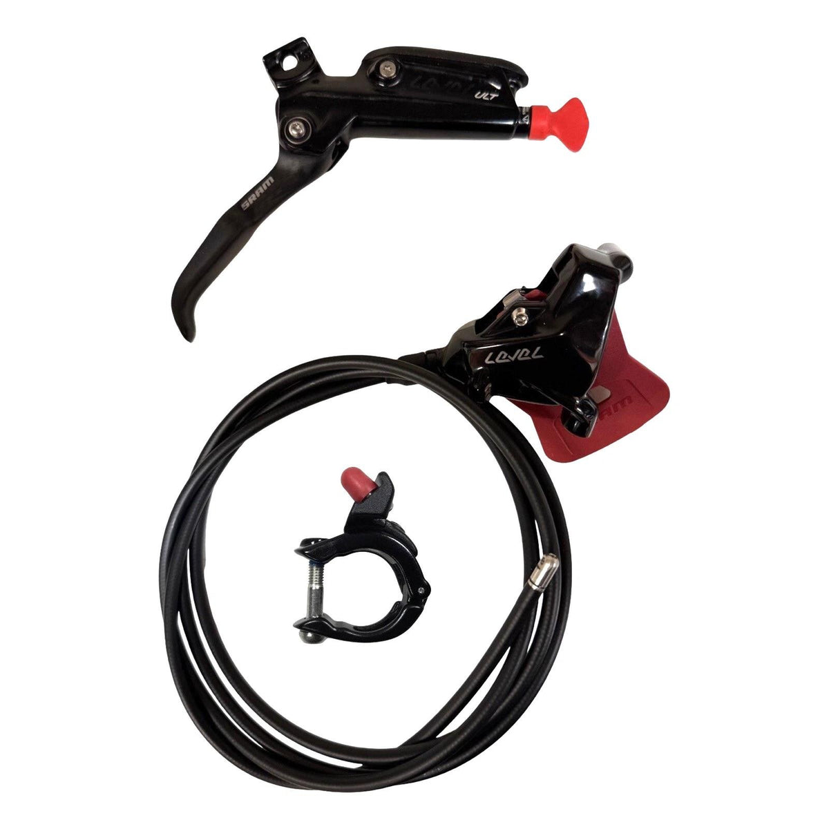 Hydraulic Disc Brake Lever and Caliper for Mountain Bikes - Flat Mount, 1550mm Hose