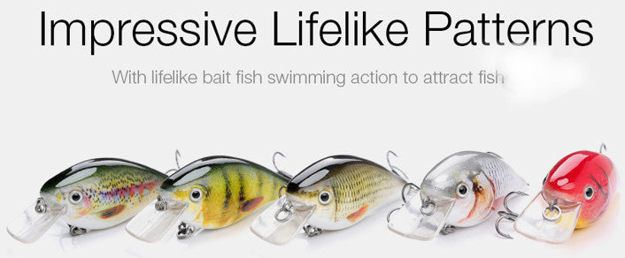 Squarebill Crankbait Lure 2.4 Inch 5-Pack - High-Def Fish Attractor for Shallow Water Fishing