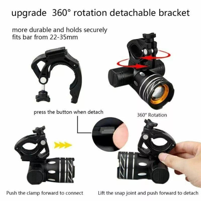 USB Rechargeable Bicycle Front and Rear LED Lights Set - Waterproof Cycling Lights