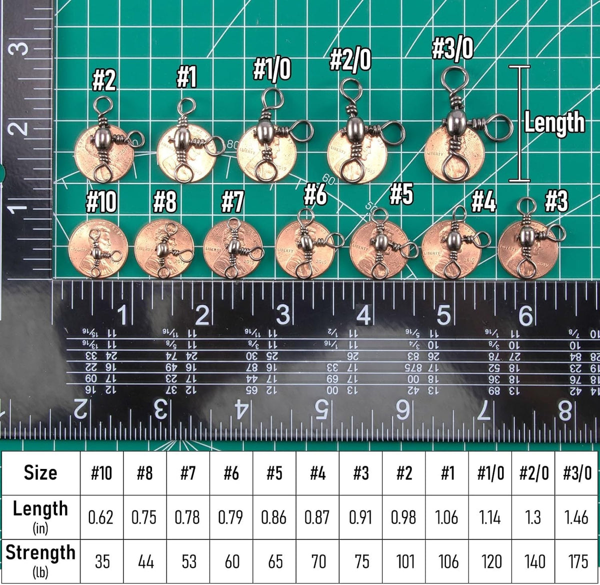 Heavy Duty 30 Pack 3-Way Barrel Swivels for Saltwater & Freshwater Fishing 35-175LB