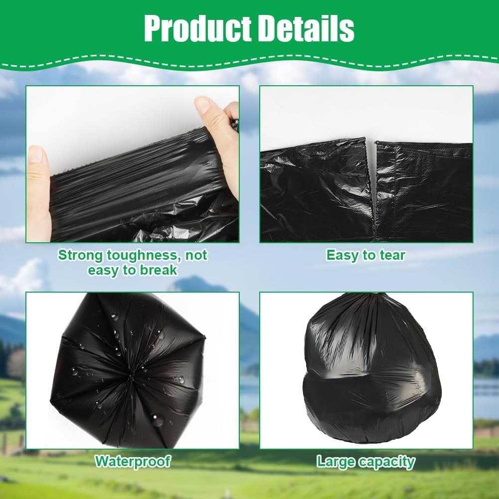 Camping Toilet Bags 30L Heavy Duty Waste Liners - 120 Pack Black