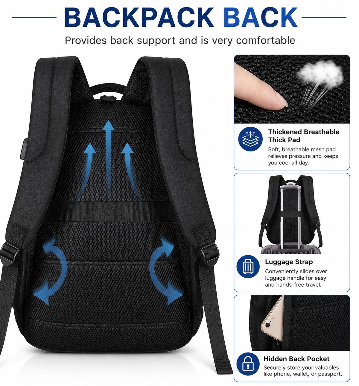 15.6-Inch Water-Resistant Laptop Backpack with USB Charging Port