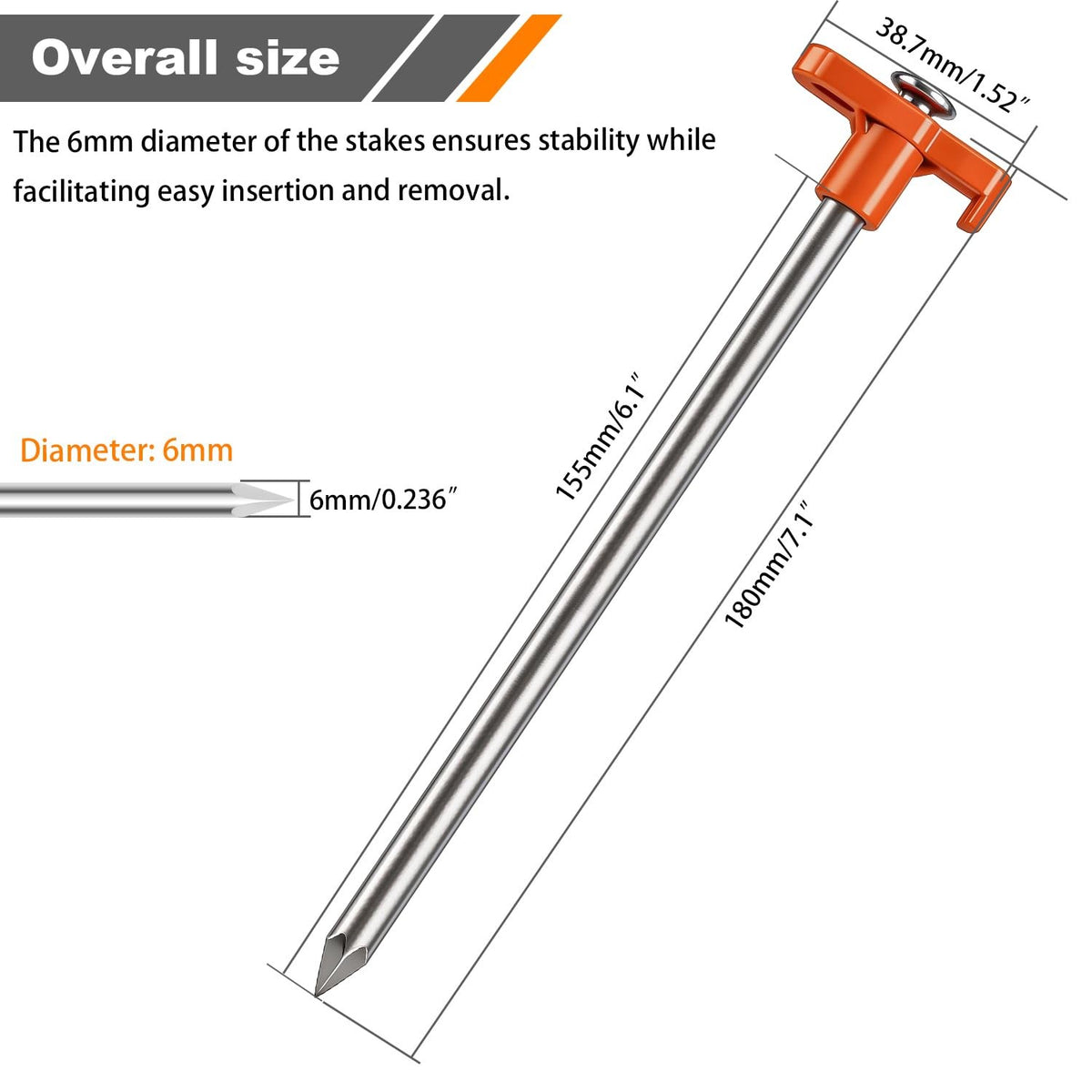 Heavy Duty Tent Stakes 10 Pack - Outdoor Camping Ground Pegs for Tents & Canopies