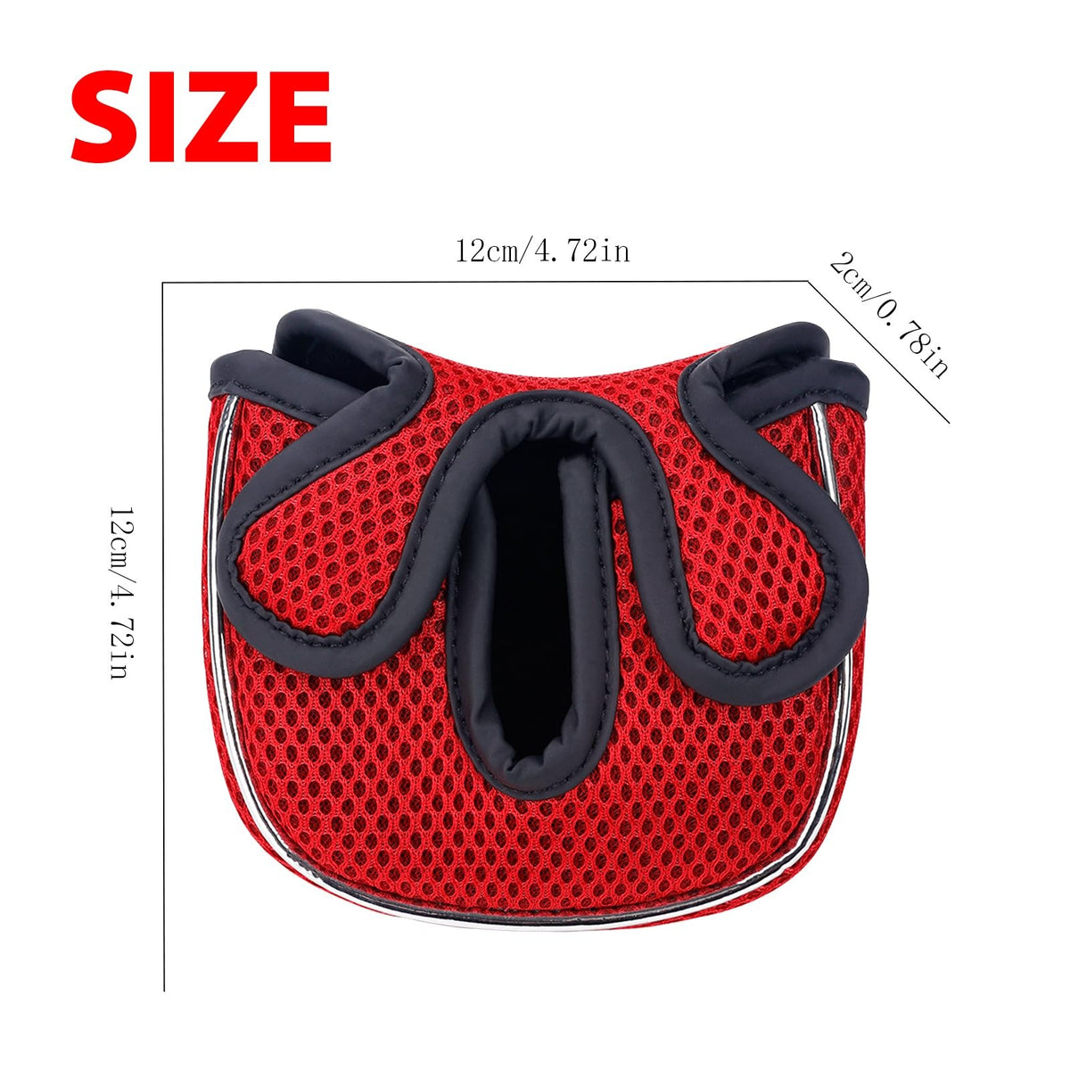 Golf Putter Head Cover Square for Low Center Shaft, Red - Protect & Identify Clubs
