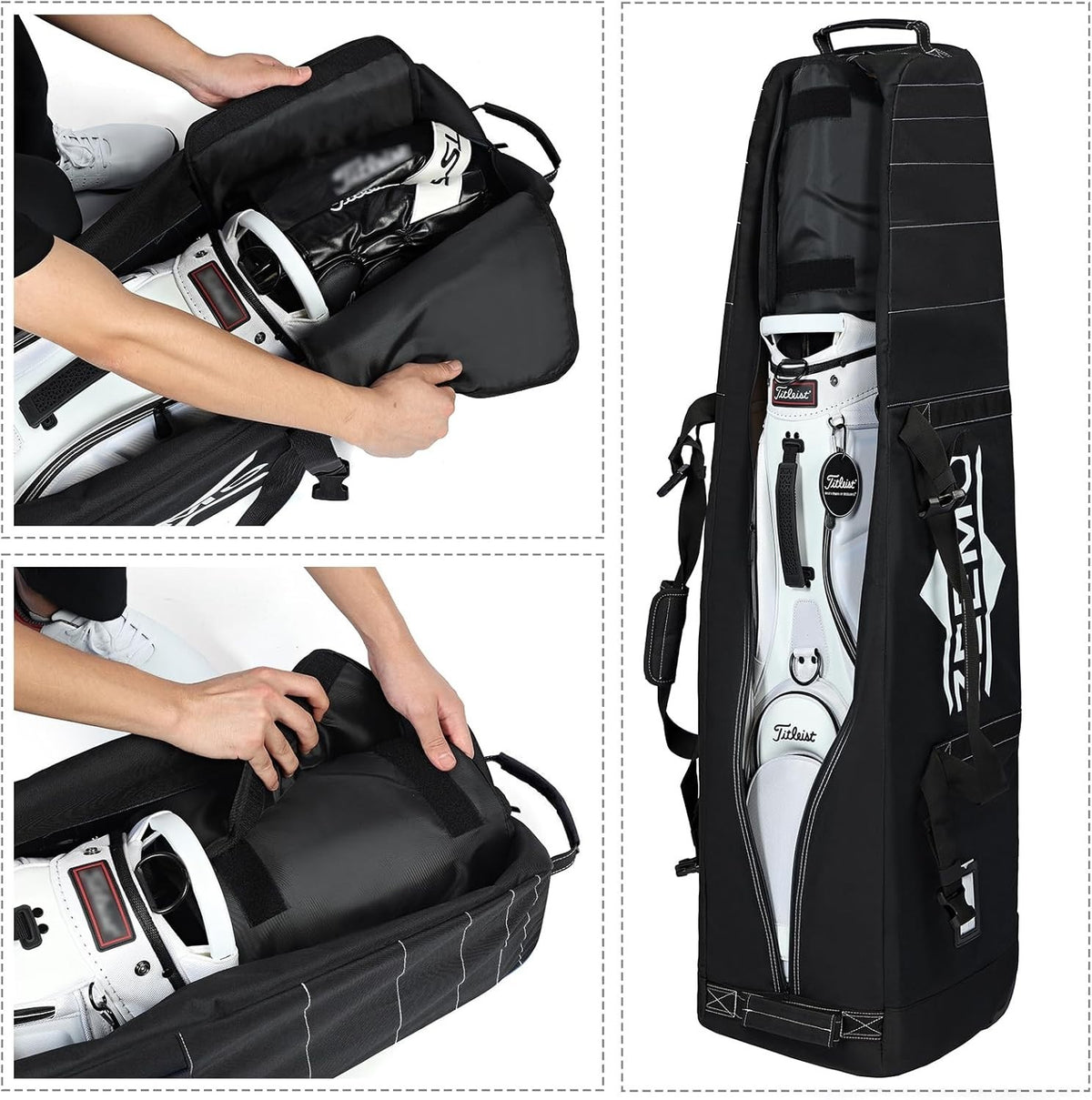 Golf Travel Bag with Wheels Waterproof Luggage Lock & Club Cover
