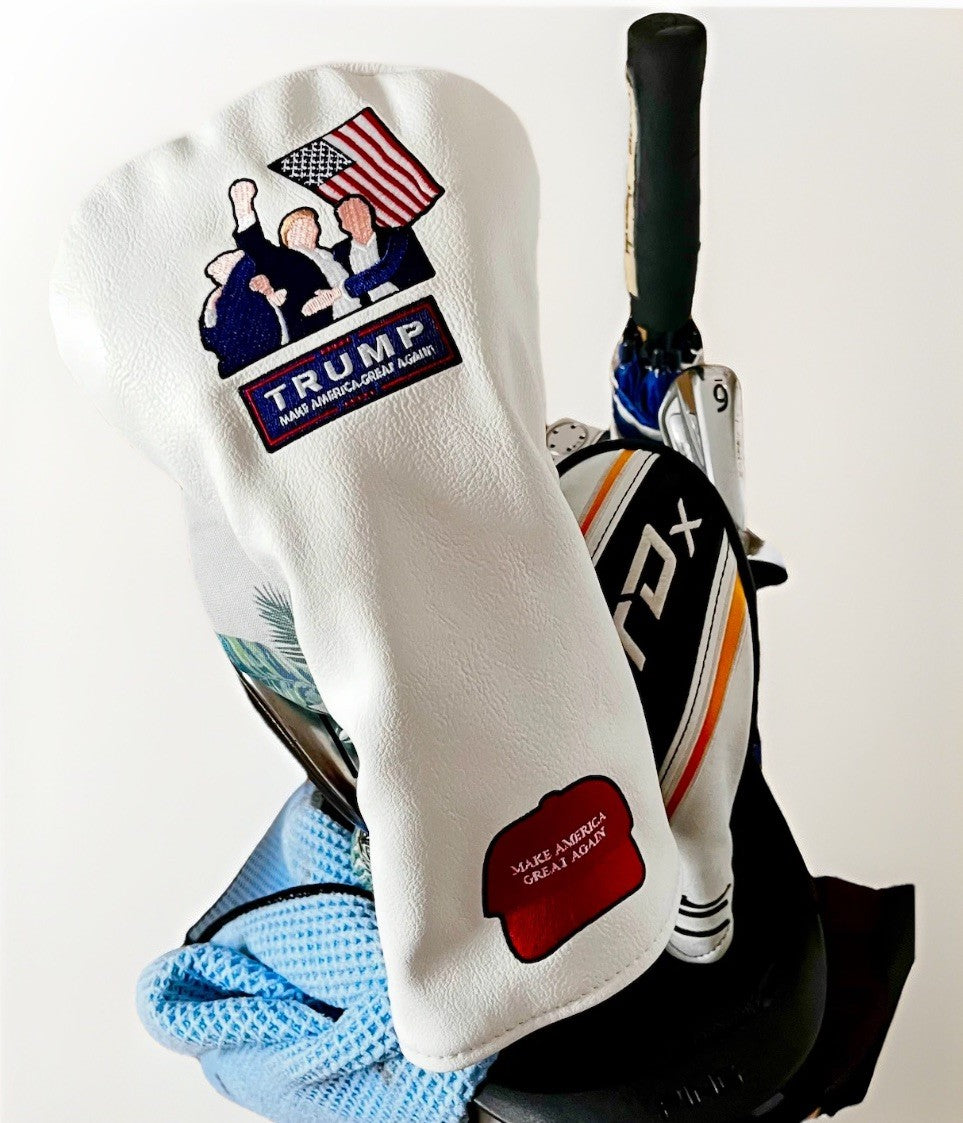 Golf Driver Head Cover - Make America Great Again Donald Trump Embroidered Patriotic Golf Accessory