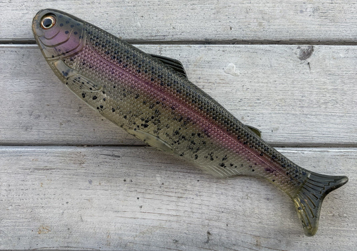 8-Inch Weedless Swimbait with Wedge Tail for Freshwater Fishing - Clear Pepper Stock Trout
