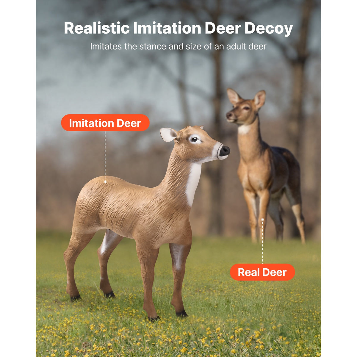 Realistic Outdoor Deer Decoy with Foldable Legs for Hunting and Garden Decor