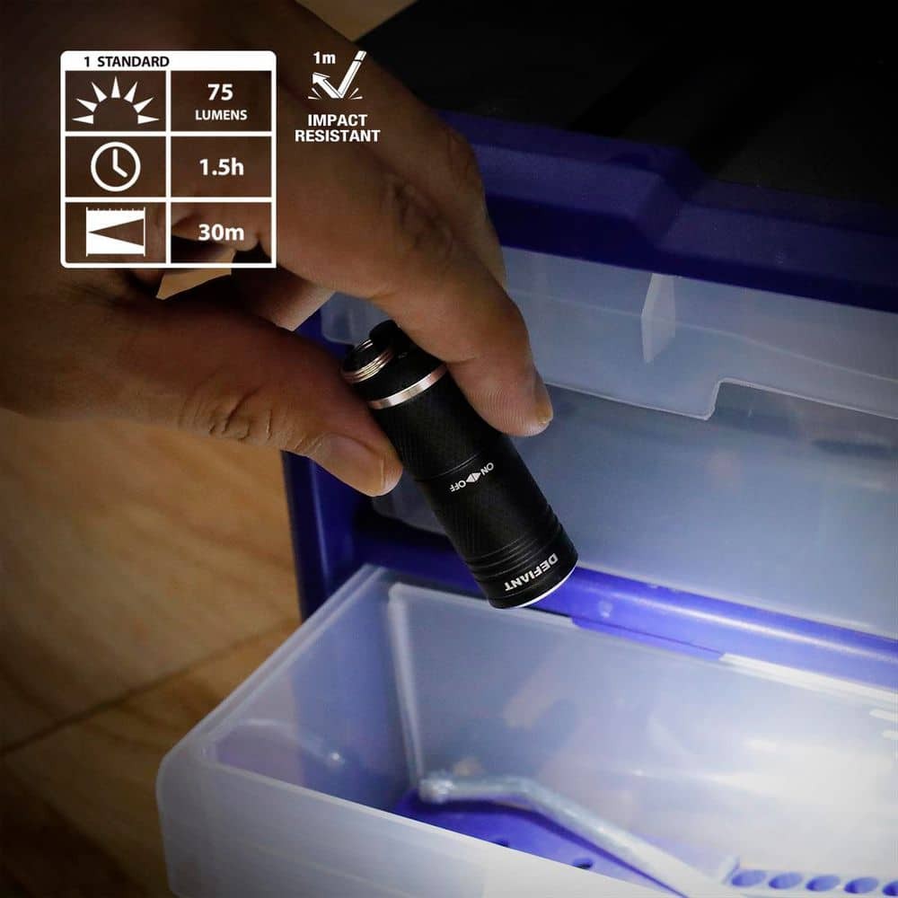 Rechargeable Keychain Flashlight - 75 Lumens Compact Aluminum Black