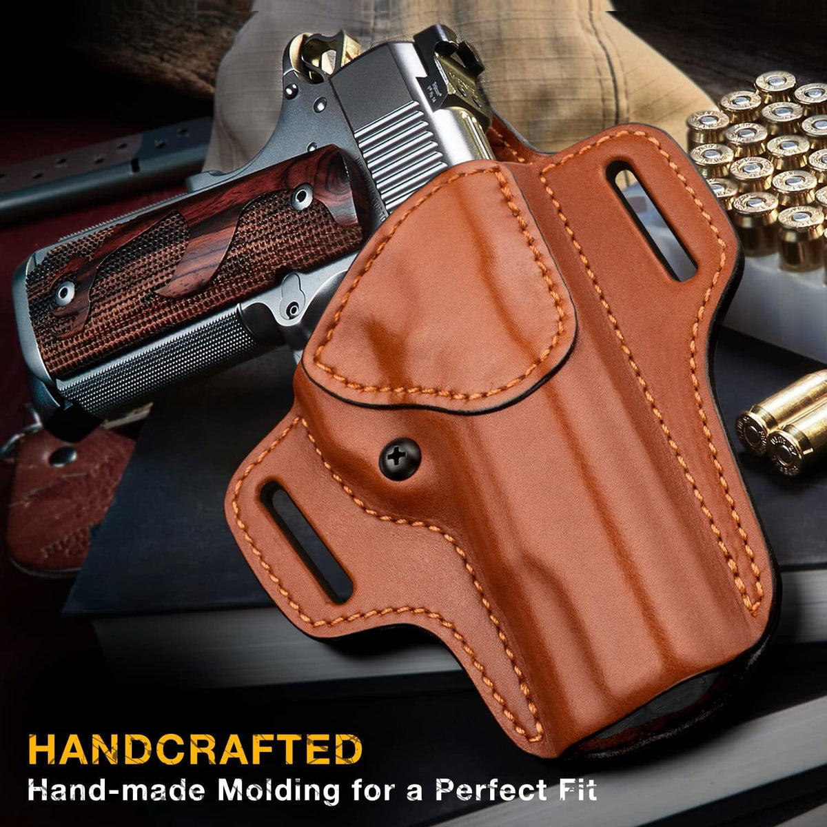 1911 Leather Holster for 5-Inch Barrels OWB Concealed Carry - Fits Colt Kimber Springfield