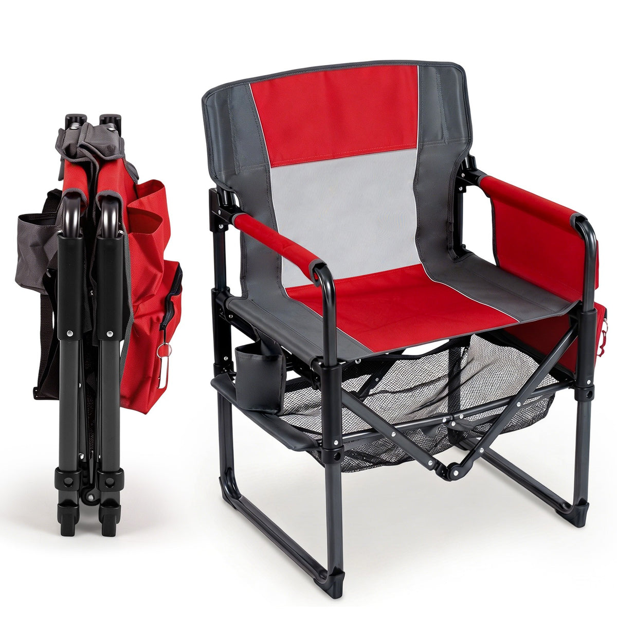 Heavy Duty Camping Chair with Cup Holder & Side Pocket for Adults