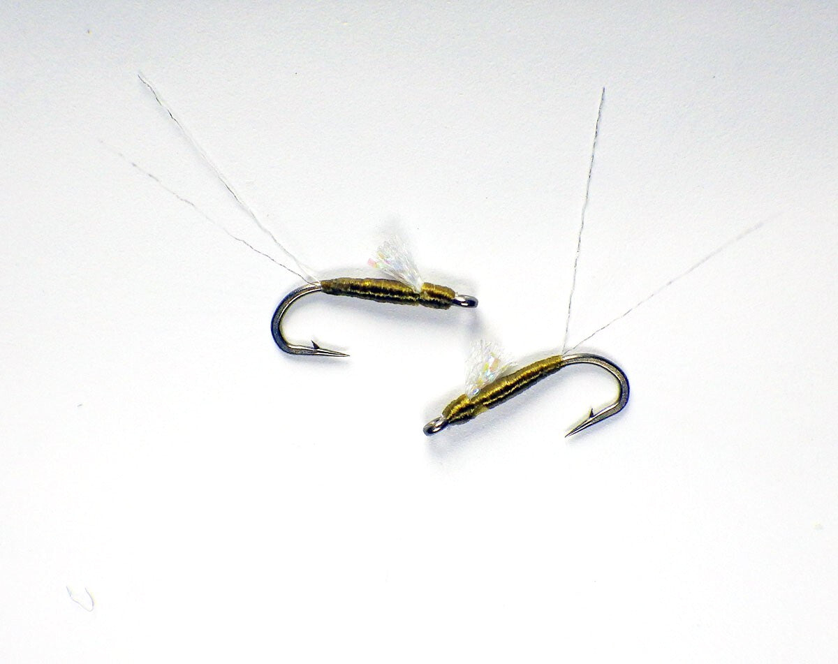Premium Trout Fly Flies Set - Olive BWO Nymphs Sparkle Wing #20, Half Dozen
