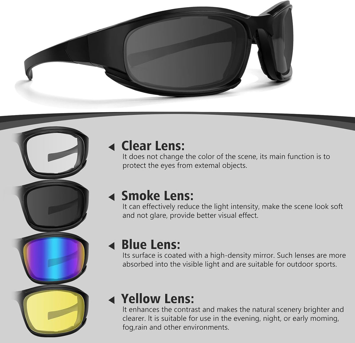 Motorcycle Goggles UV Protection Dustproof Windproof Lightweight HD Lenses