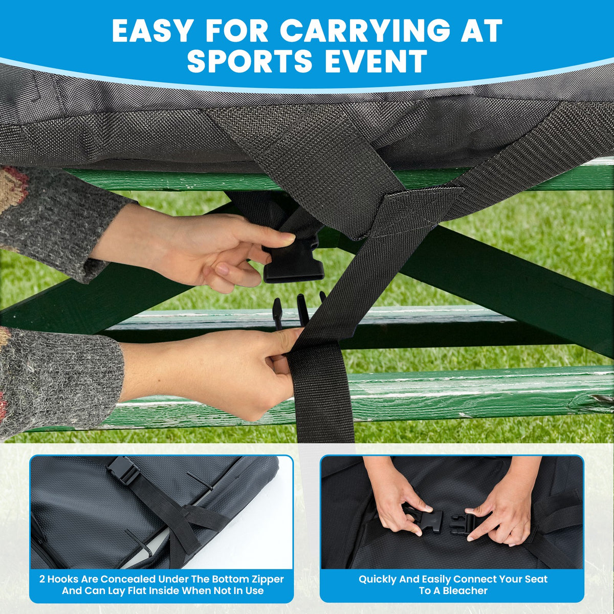 5-Inch Reclining Stadium Seat with Back Support and Sofa-Style Comfort