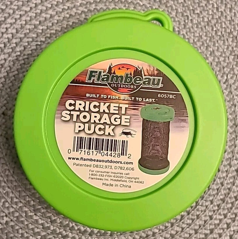 Cricket Storage Puck - Collapsible Fish Bait Container with Cage, Green
