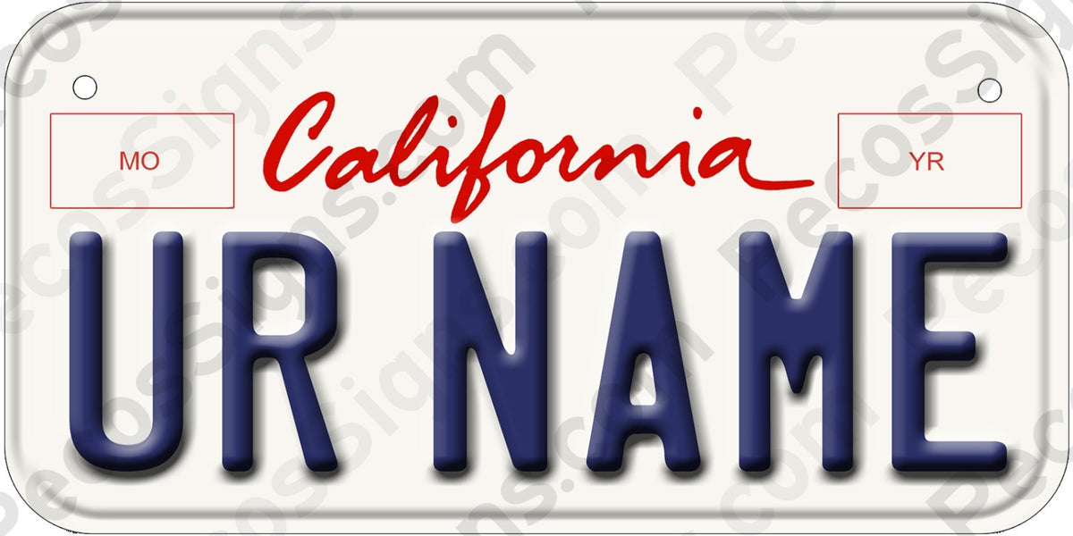 Custom Bicycle License Plate 6x3 Inch - UV Protected Flat Aluminum