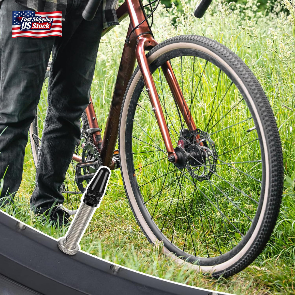 Bike Presta Valve Caps 8-Pack Aluminum Anodized Dust Covers for Bicycle Tires