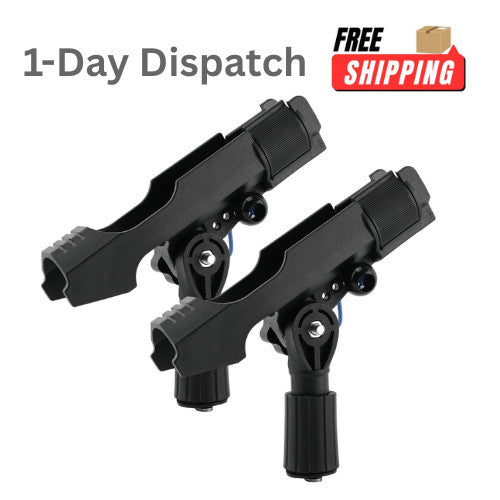 Fishing Rod Holders 2-Pack with 360° Rotation Kayak Rail Mount - Impact-Resistant ABS
