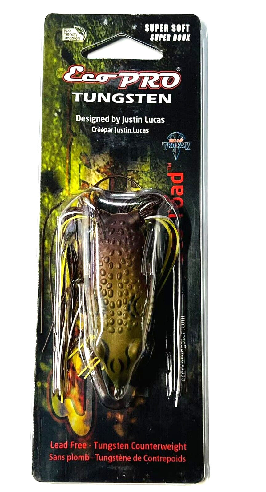 Bass Fishing Frog Lure - Eco Toad Hollow Body Soft Rubber Bait with Hooks