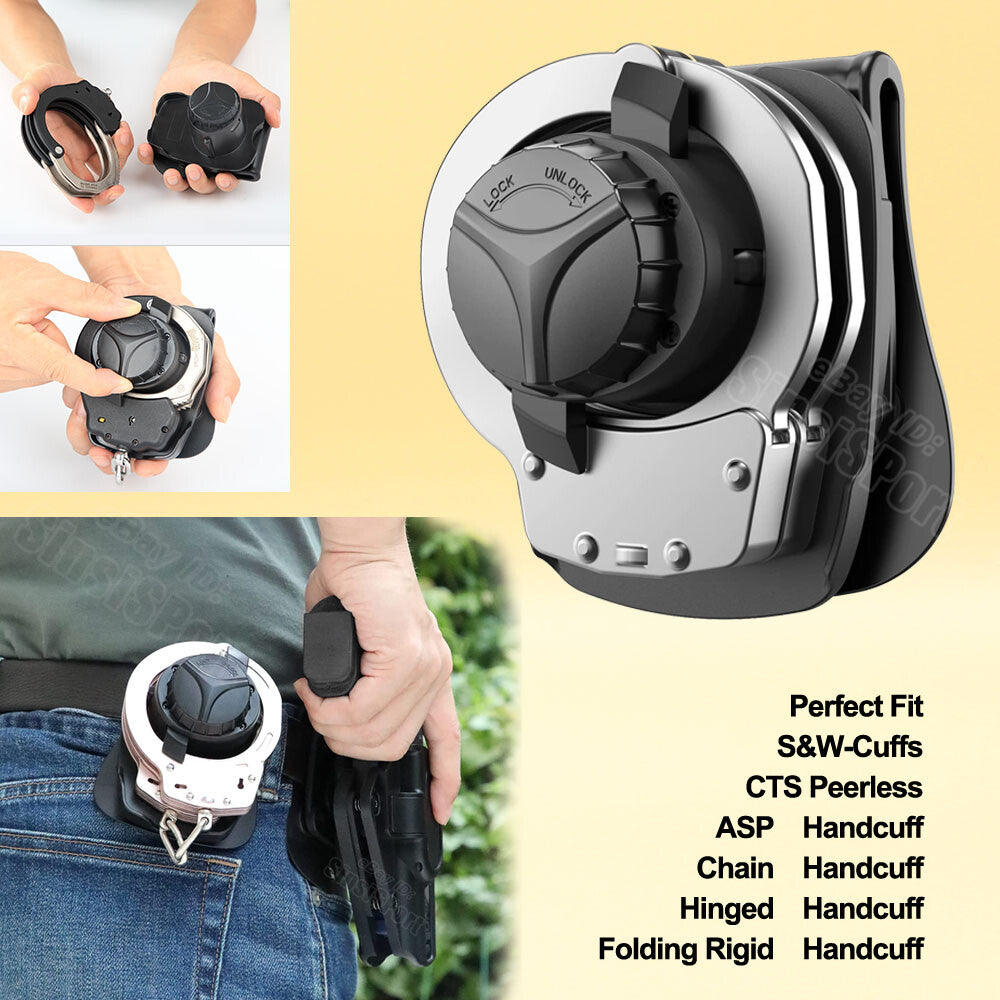 Police Duty Handcuff Holster Fit S&W ASP CTS Peerless Chain Handcuffs