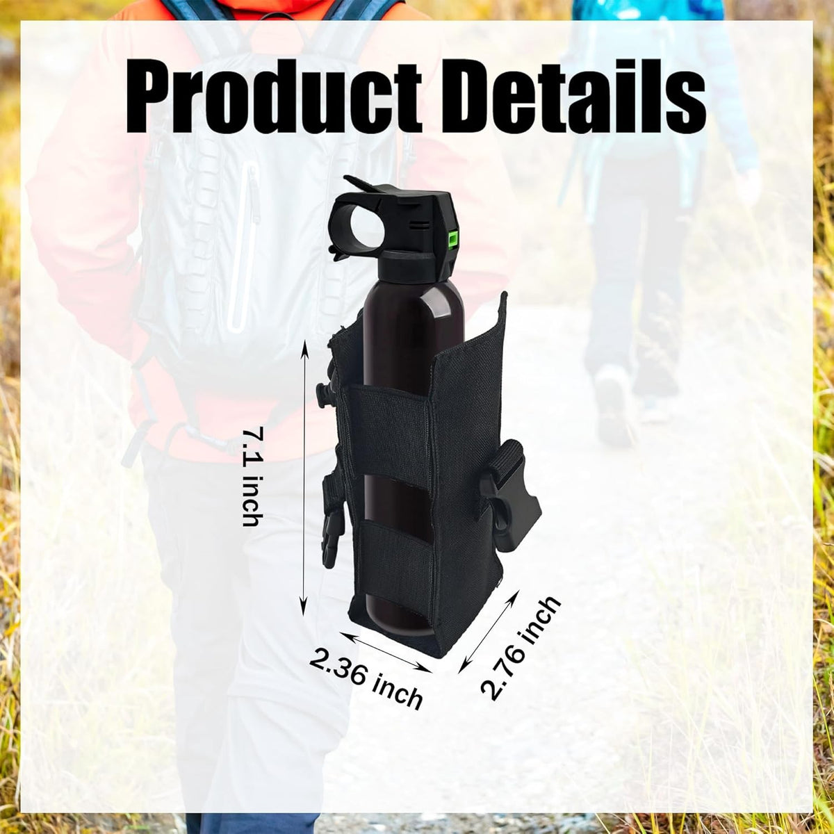 Bear Spray Holster Fits 7.9oz 9.2oz & 10.2oz Canisters Outdoor Pouch
