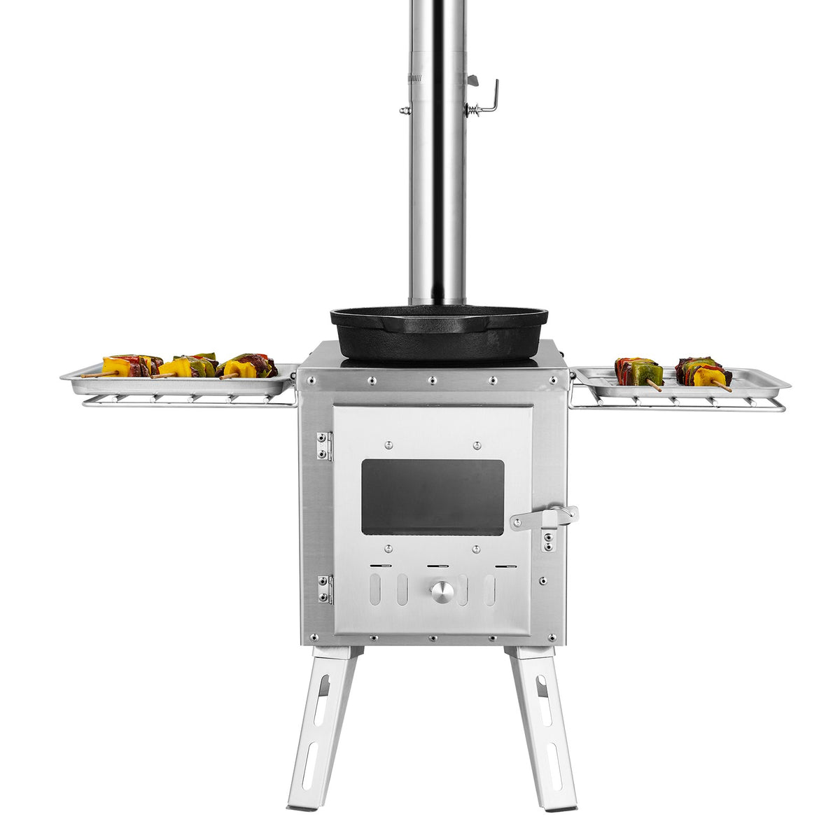 Portable Wood Stove for Camping Tent with Pipe - Stainless Steel