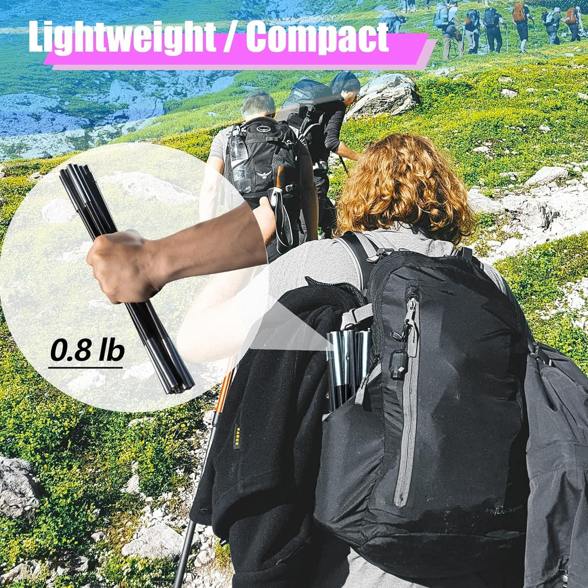 Fiberglass Tent Poles Replacement - Pre-Assembled Black 12Ft for Camping & Hiking