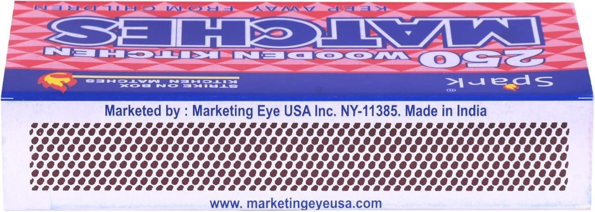 250 Wooden Kitchen Matches with Strike-On-Box for Camping and Home Use