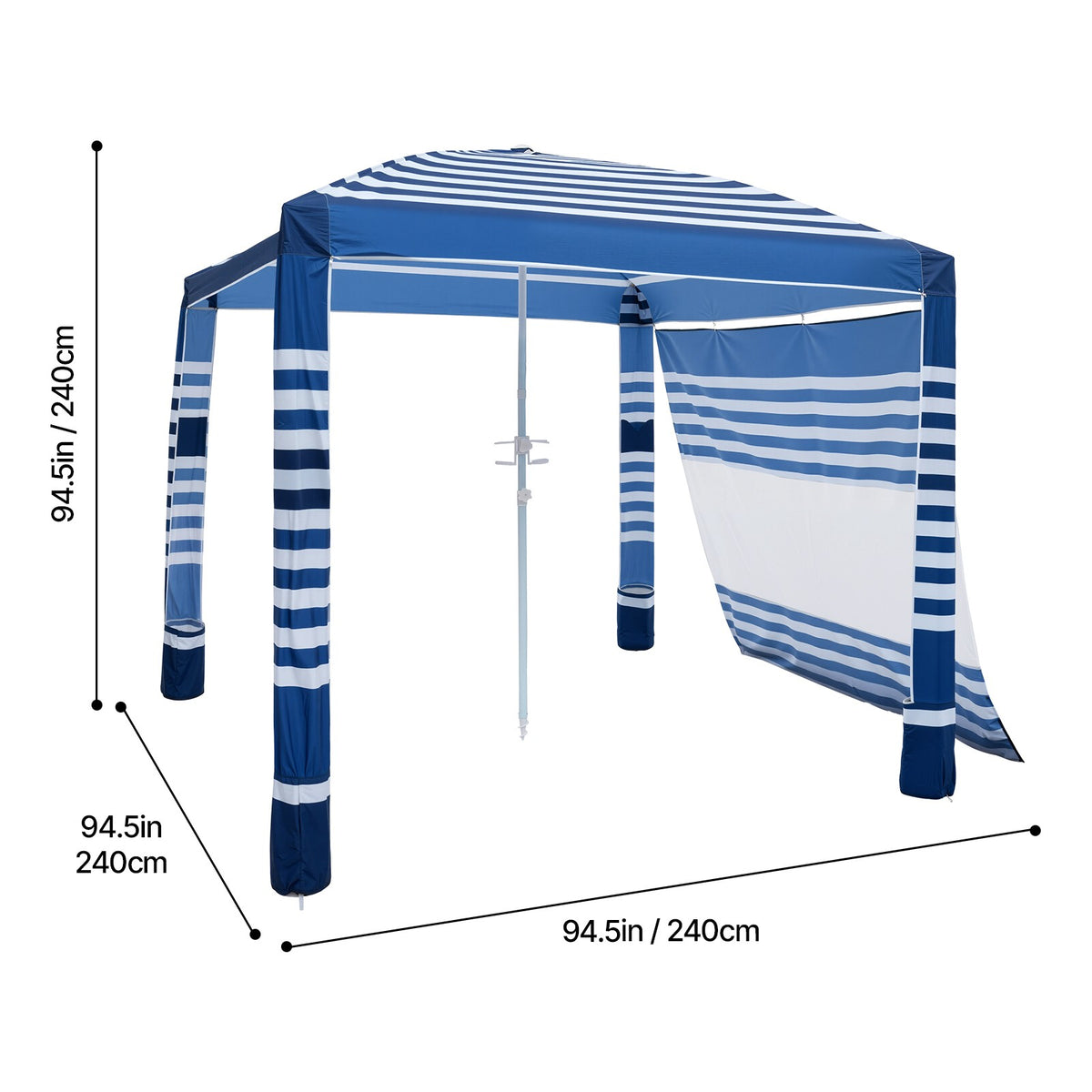8x8 ft Beach Cabana Canopy with Side Wall - Sun Shade Shelter UPF 50+