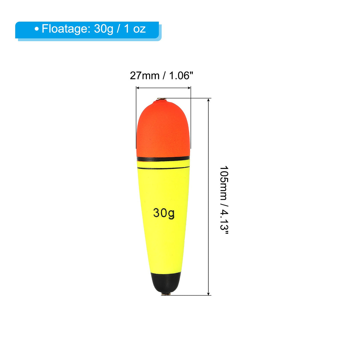 4 Pack 1oz EVA Fishing Slip Bobbers Yellow - Tackle for Carp & Bass