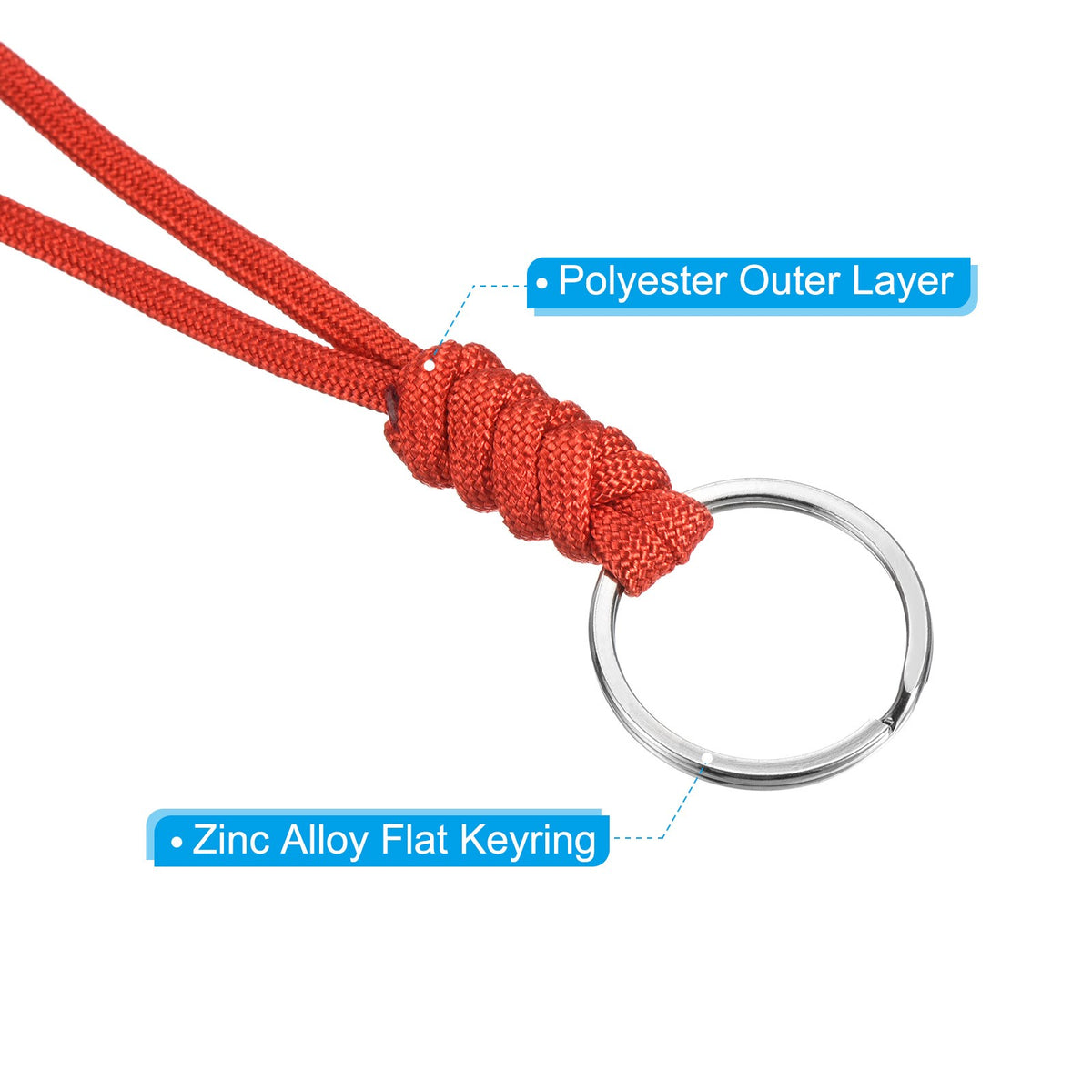 18-Inch Paracord Lanyard with Keyring Badge Holder Red