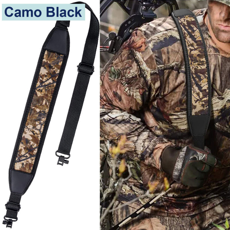 Camouflage Rifle Sling with Swivels & Padded Shoulder Strap