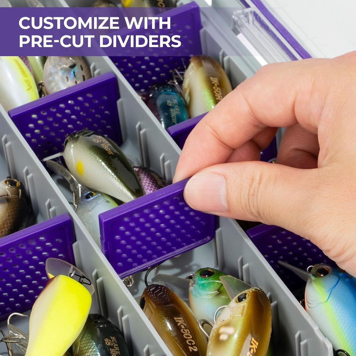 Waterproof Fishing Tackle Box with Removable Dividers - Multiple Sizes