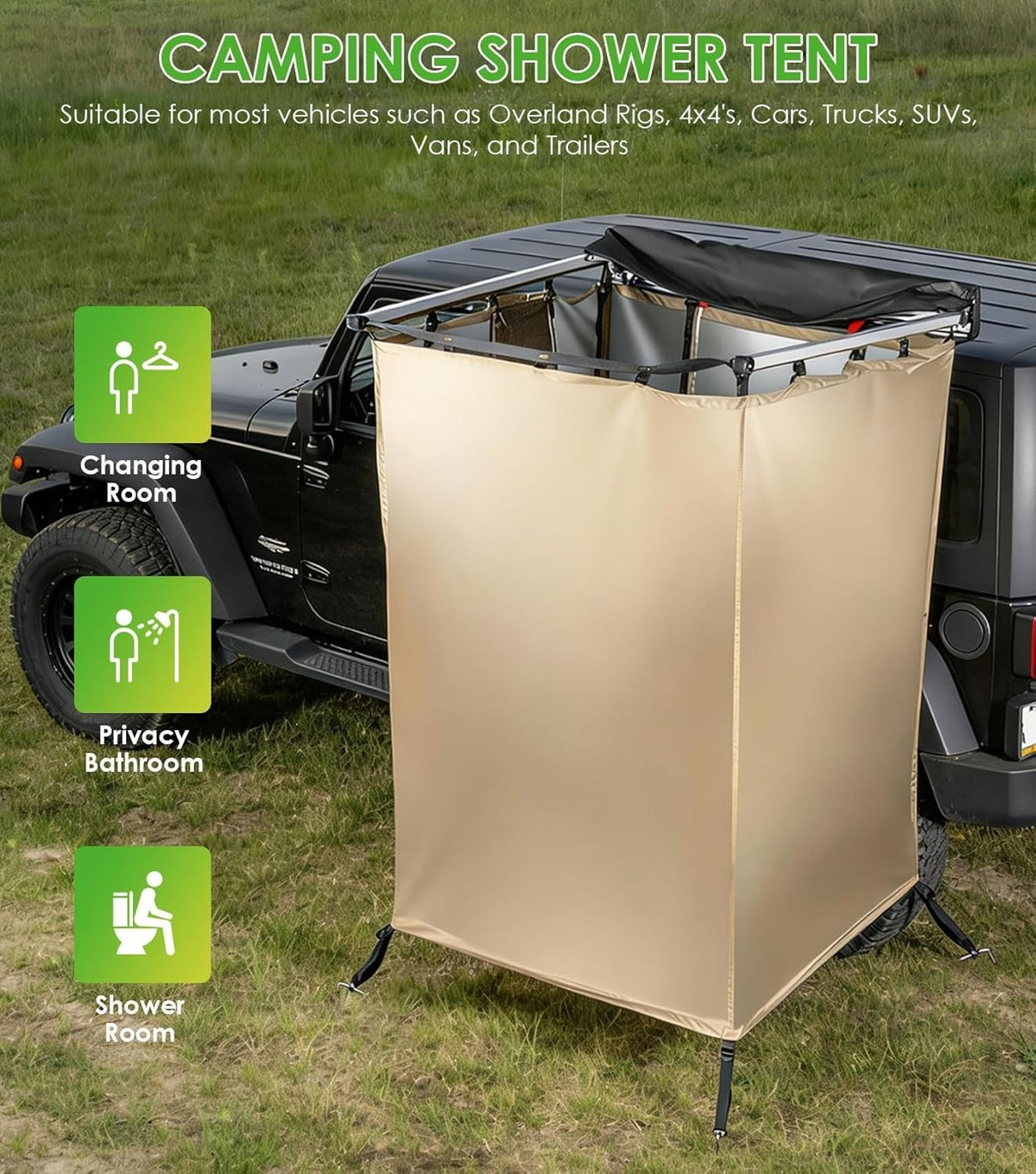 Portable Car Shower Tent Privacy Shelter for Camping & Overland Vehicles
