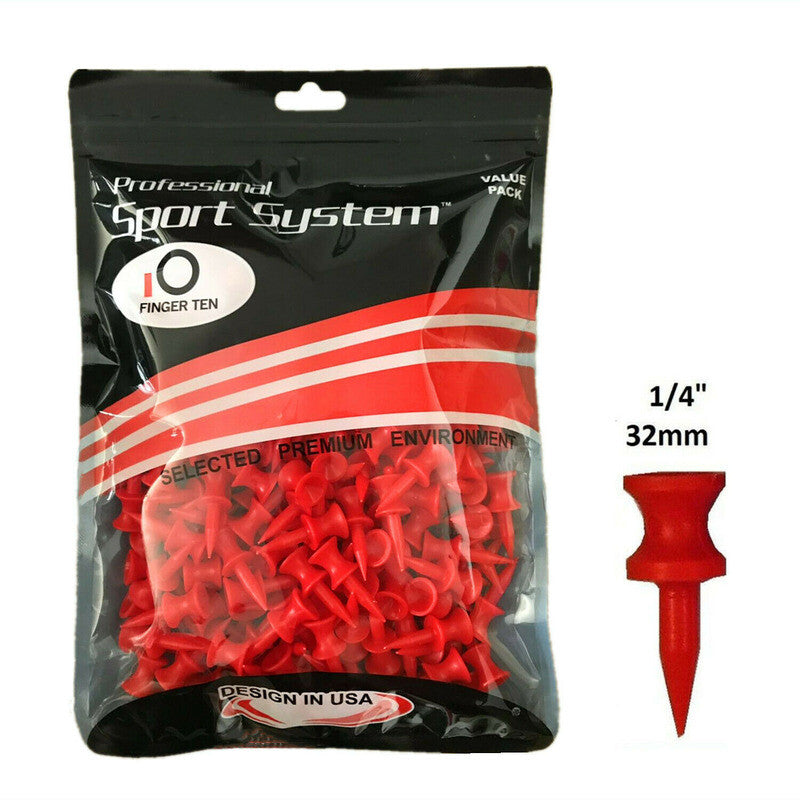 Plastic Red Golf Tees 1/4 Inch Height - Pack of 50, Durable & Recyclable