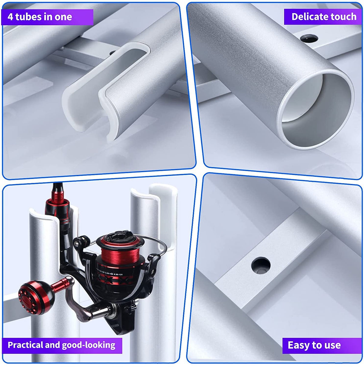 Marine Aluminum Fishing Rod Holder with Multiple Tubes for Boat, Heavy Duty & Corrosion-Resistant