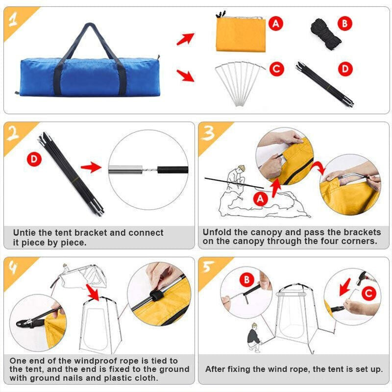 Portable Privacy Shower Tent with Bag - 6.9FT Pop Up Camping & Beach Enclosure