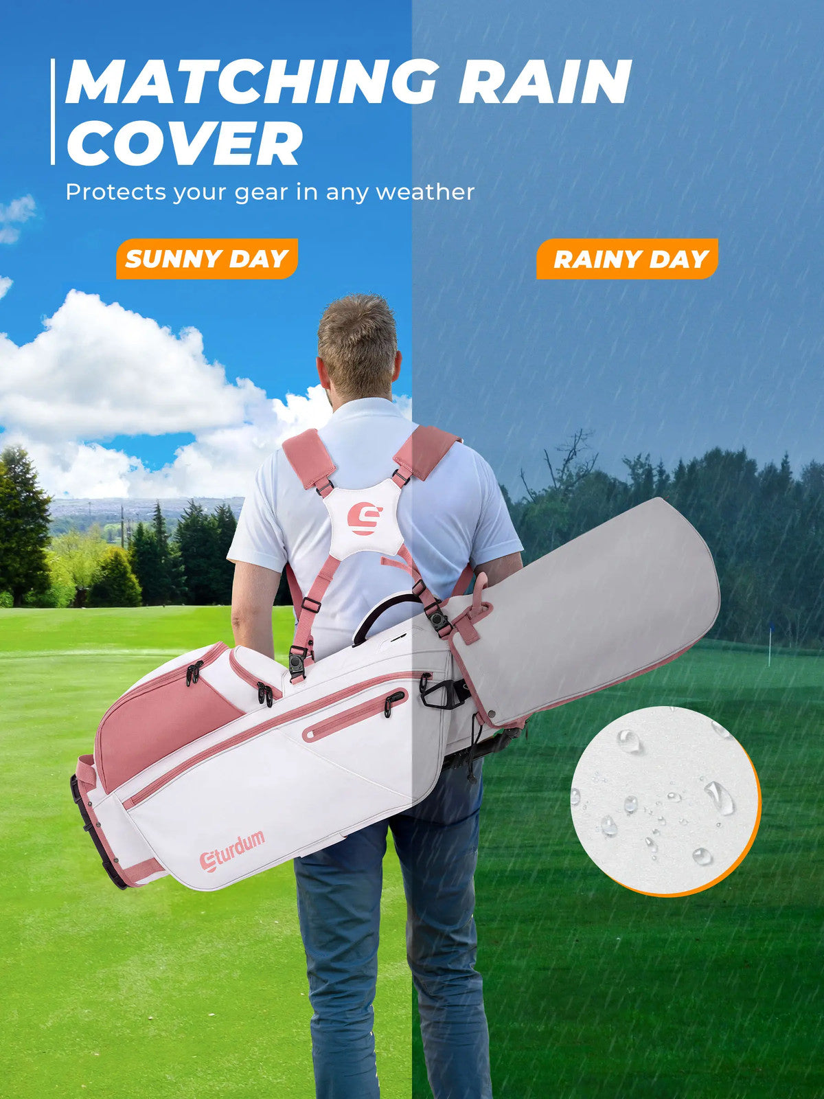 Golf Stand Bag with 7-Way Dividers, Cooler Pocket & Dual Strap - Lightweight 5.5lb
