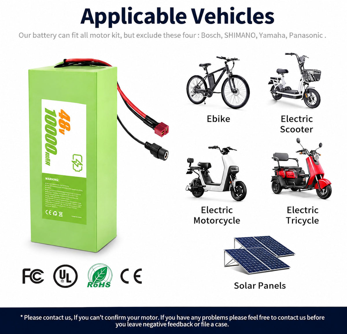 48V 10Ah Electric Bicycle Battery for E-Bike Scooter 200W-800W