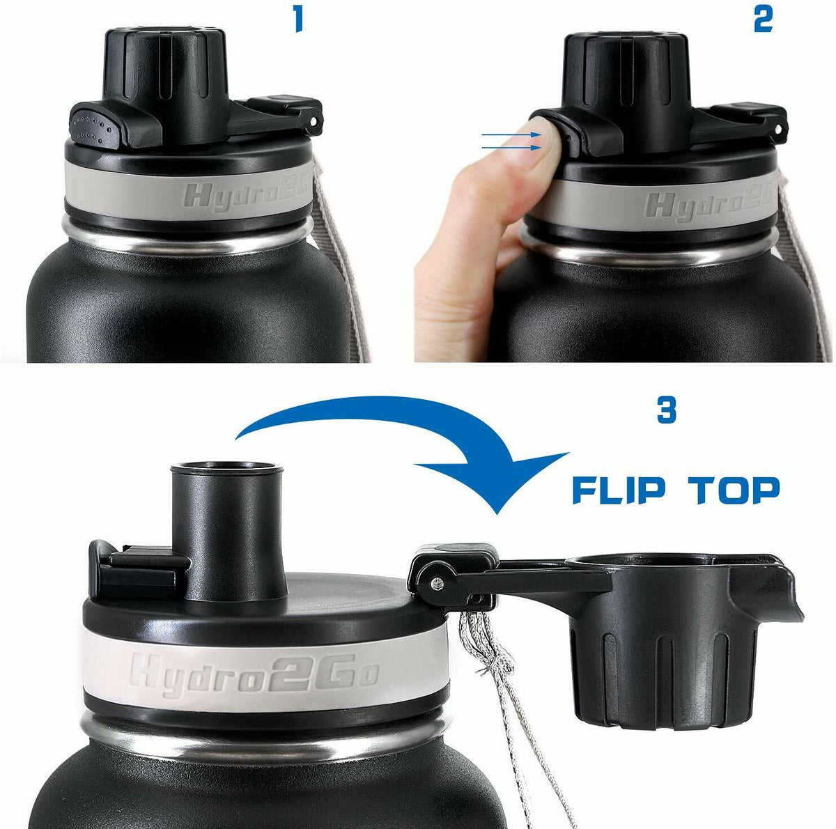 2 Pack Wide Mouth Leak-Proof Flip Lid Replacements for Hydro Flask Bottles