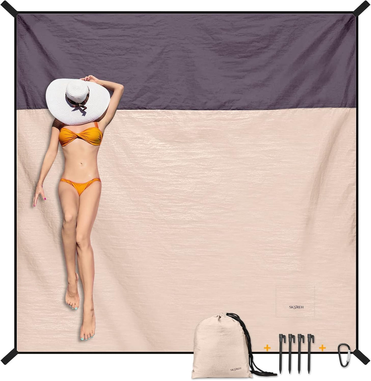 Large Waterproof Sandproof Beach Blanket 79x87 Inches Portable Outdoor Mat